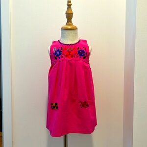 Girls’ Hand-Embroidered Cotton Sundress Pink Size 2